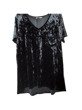 Spring + Mercer Womens XL Black Velvet Legging Tee V Neck Tunic Top Whimsigoth